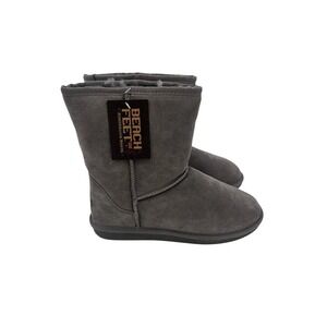 Beach‎ Feet Suede Boots Sheepskin Wool Lining Gray Winter Warm Size 10 M
